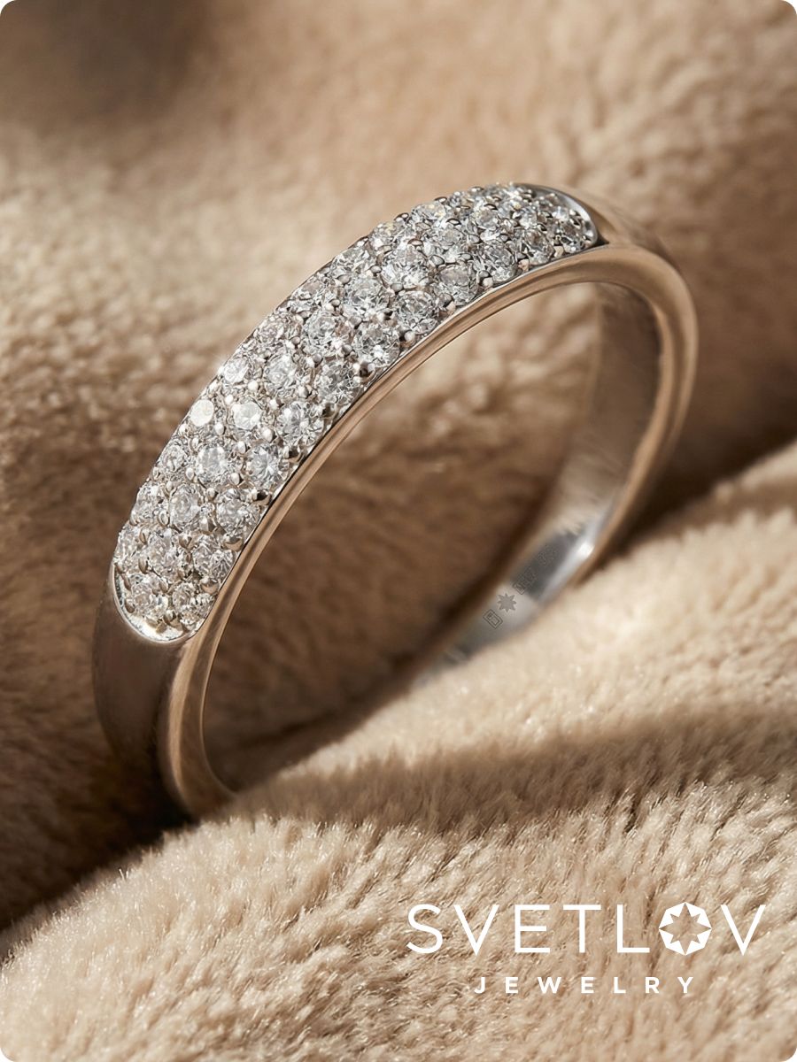 Серебряное кольцо 925 пробы с фианитами дорожка из Италии 