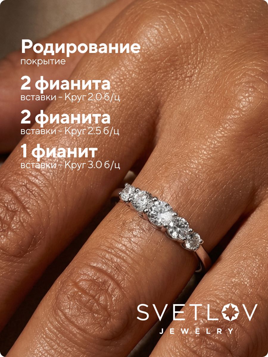 Ювелирное серебряное кольцо дорожка с фианитами 925 пробы из Италии 