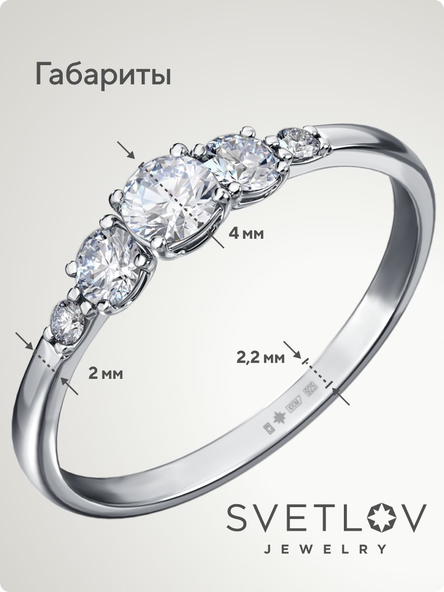 Серебряное кольцо 925 пробы с фианитами из Италии 