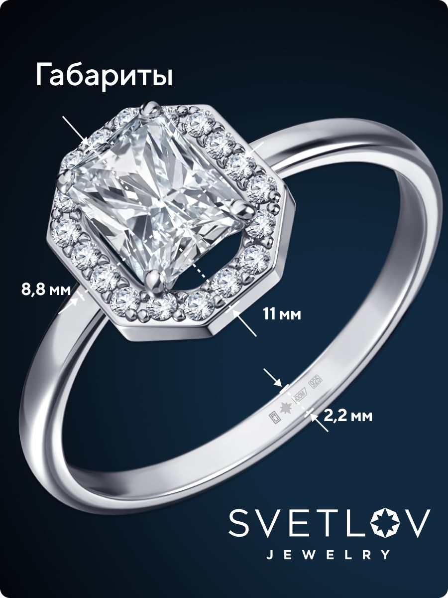 Ювелирное кольцо из серебра 925 с крупным камнем из Италии 