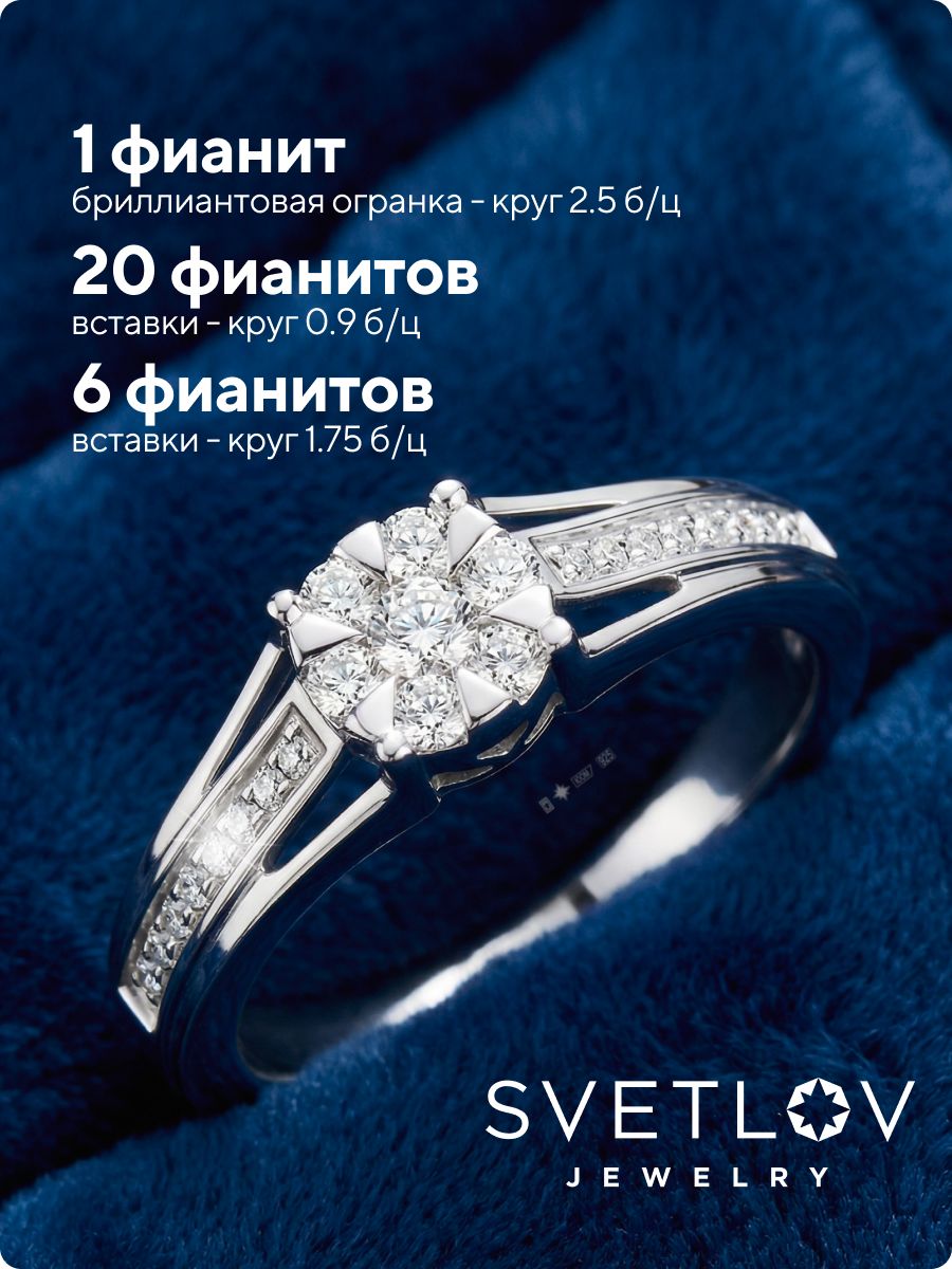 Кольцо серебро 925 пробы дорожка с фианитами из Италии 