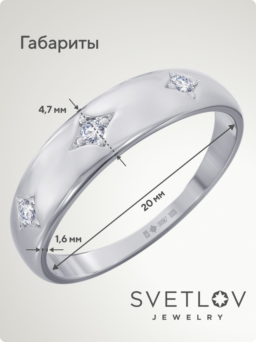 Ювелирное кольцо из серебра 925 с фианитами из Италии 
