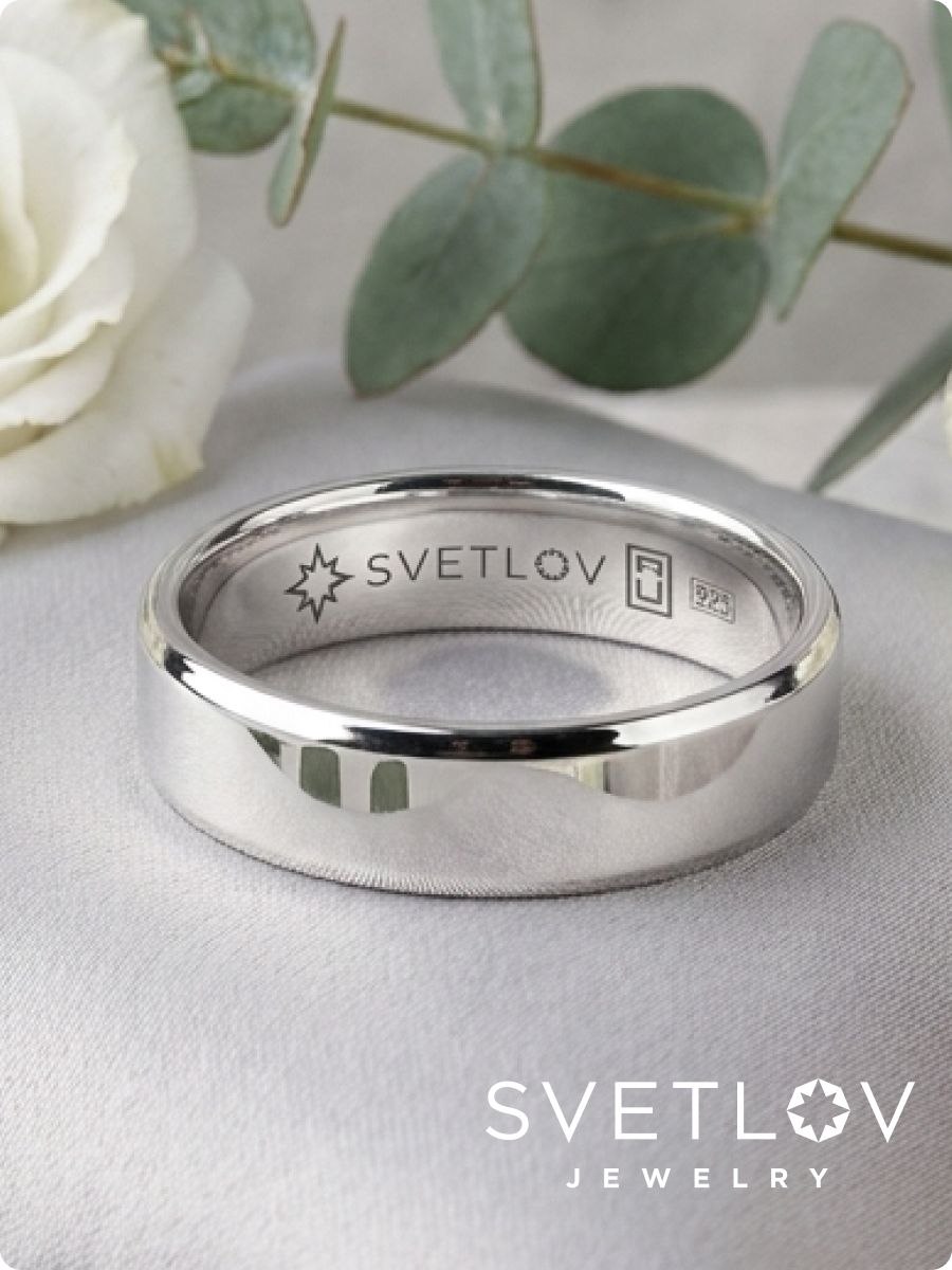 Обручальное кольцо серебряное 925 ширина 6 мм парное комфорт из Италии 
