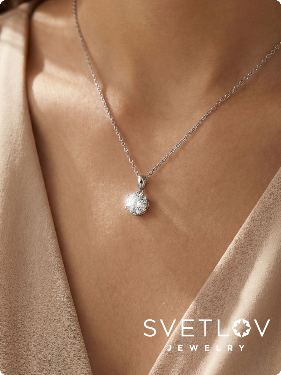 Серебряная подвеска 925 с крупным фианитом из Италии 