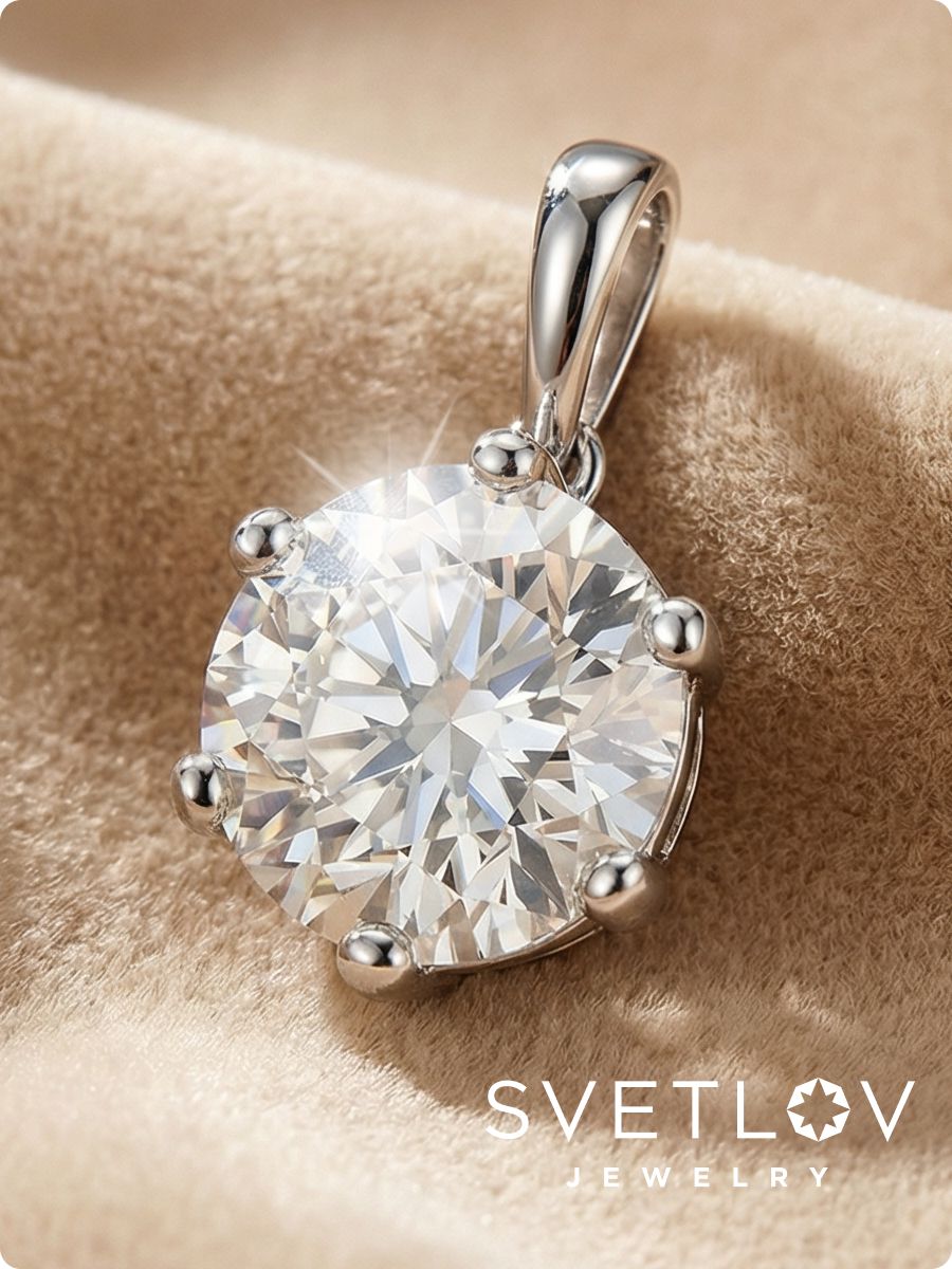Серебряная подвеска 925 с крупным фианитом из Италии 