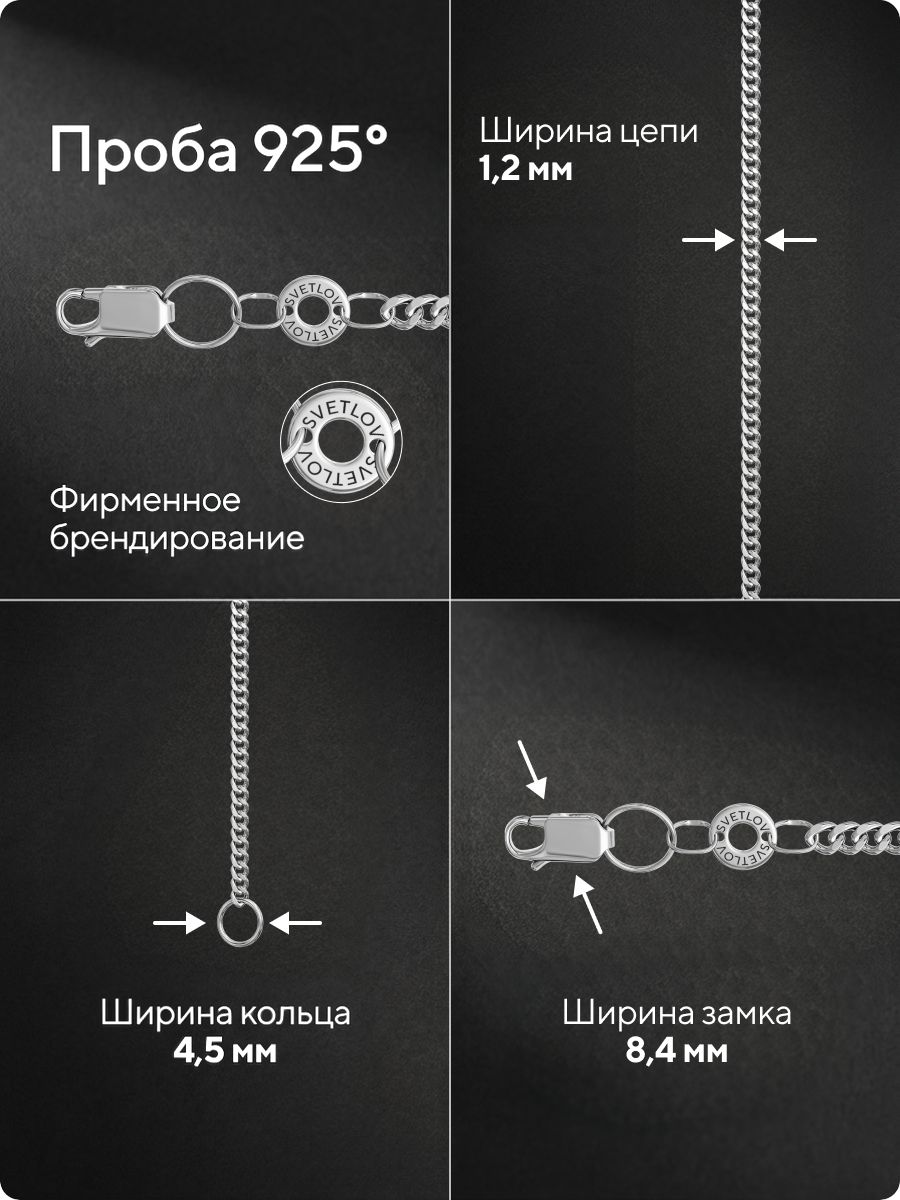 Цепочка на шею серебро 925 ювелирная Панцирь 1,2 мм из Италии 