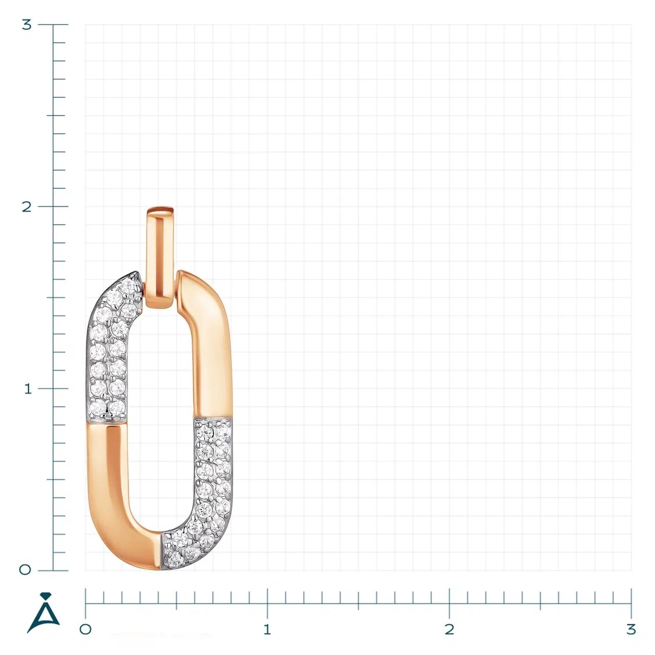 Подвеска из красного золота с фианитами из Италии 