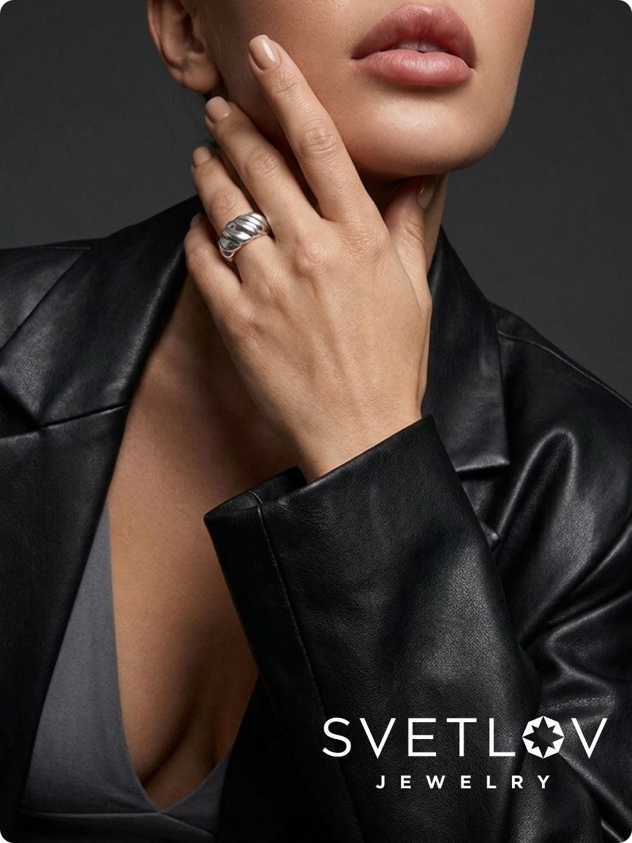 Ювелирное кольцо из серебра 925 широкое из Италии 
