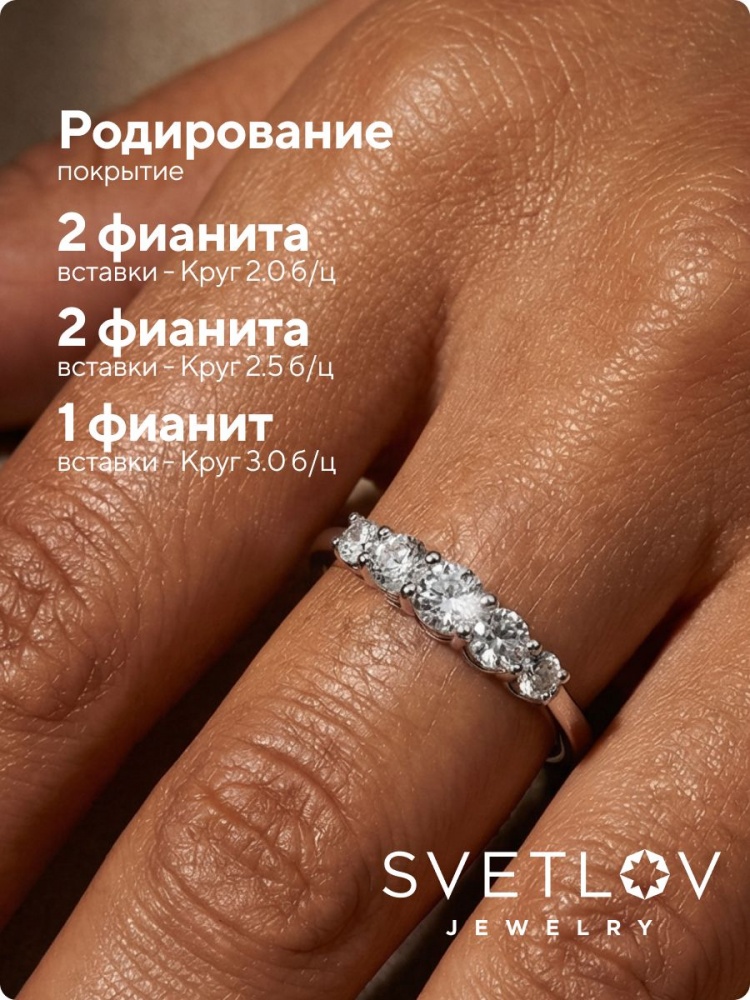 Ювелирное серебряное кольцо дорожка с фианитами 925 пробы из Италии 