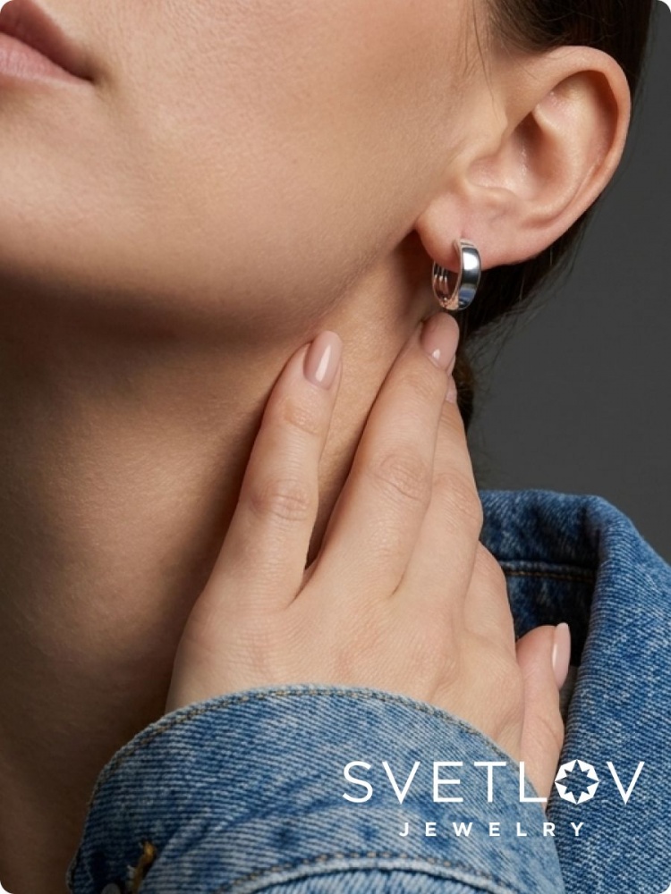 Серебряные серьги конго 925 маленькие гладкие из Италии 