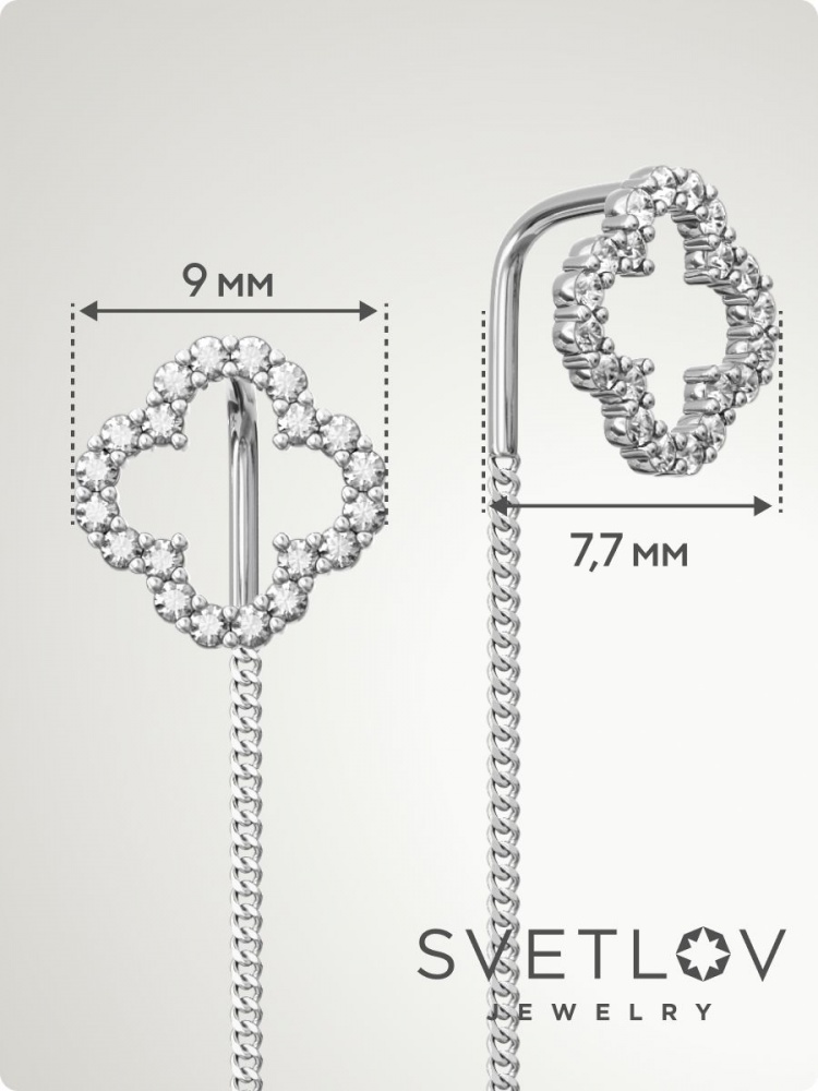 Серьги серебро 925 пробы длинные продевки из Италии 