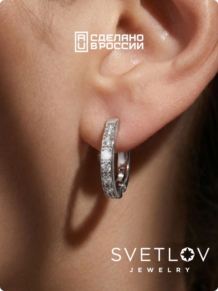 Ювелирные серьги дорожки из серебра 925 с фианитами из Италии 